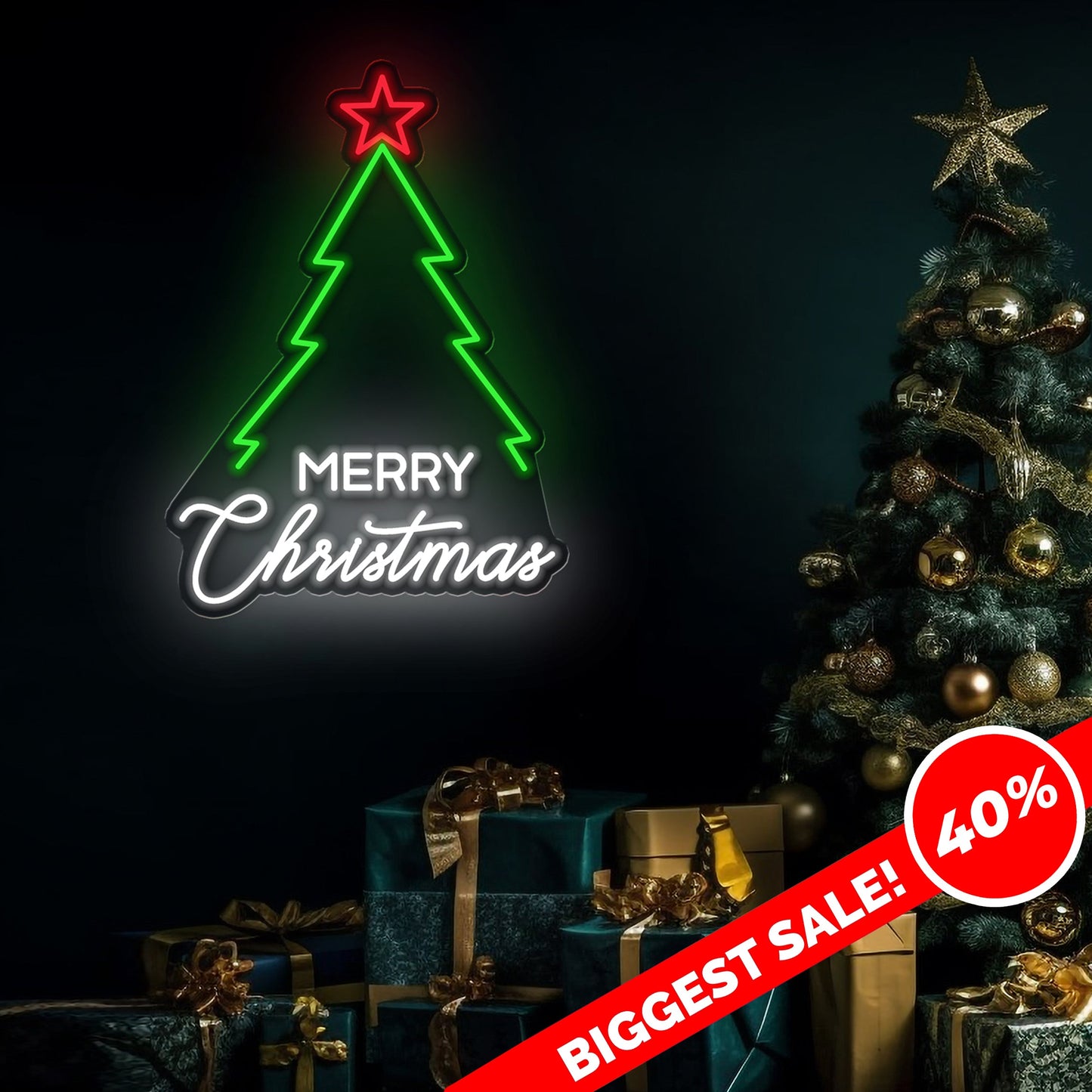 Merry Christmas Tree Neon Sign